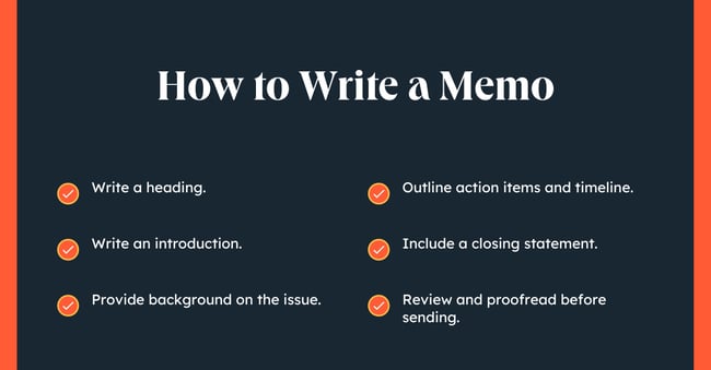 How to write a memo infographic with steps