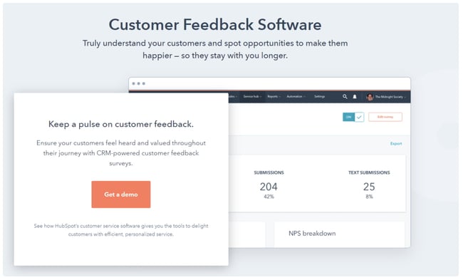 Voice of the customer tools: HubSpot