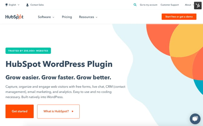 HubSpot WordPress plugin page