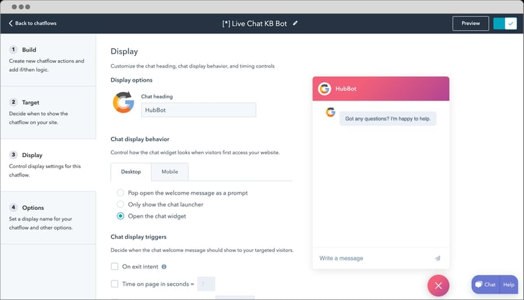 HubSpot WordPress plugins chatbot peut prendre des rendez-vous pour les visiteurs du site