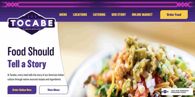homepage for the hubspot cms hub website example tocabe