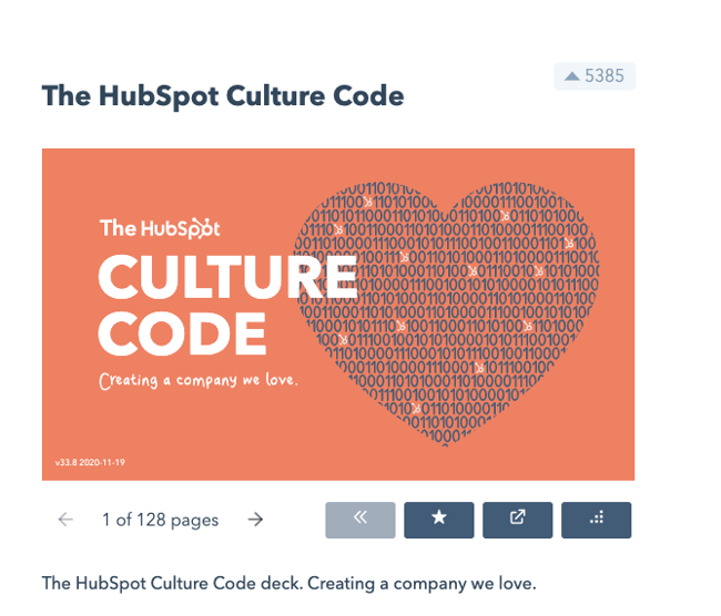 Example slides presentation, HubSpot Culture Code