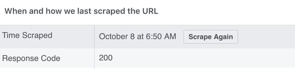 Facebook debugger tool showcases what time a URL was scraped.