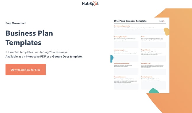 Hubspot%20business%20plan%20template%20downloadable.jpg?width=650&name=Hubspot%20business%20plan%20template%20downloadable - 12 Expert-Vetted Sample Business Plans to Help You Write Your Own