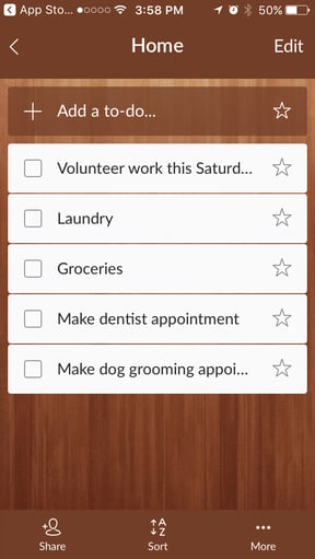 Wunderlist mobile app for tracking your tasks and goals