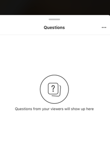 The Questions section of an Instagram Live