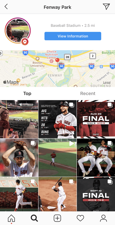 instagram feed of fenway park images