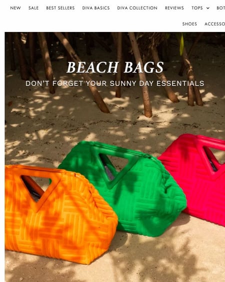 Image of several bags linked to category page is example of linking image best practice