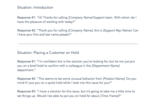 customer service script templates