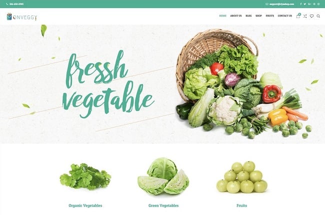 best eco-friendly wordpress themes: CiyaShop demo with product display of fresh vegetables