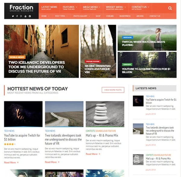 Fraction WordPress theme