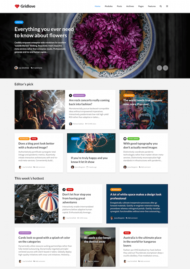 Gridlove Magazine WordPress Theme