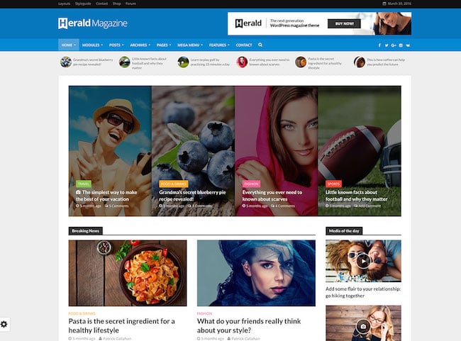Herald right-to-left (RTL) WordPress theme