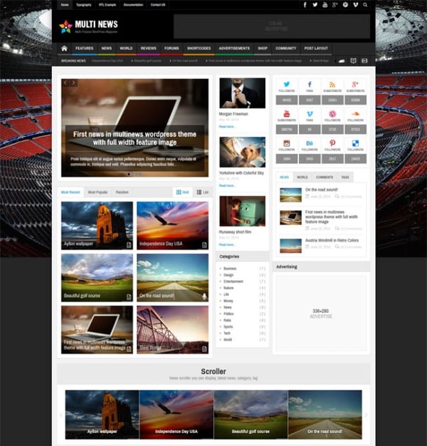Multinews Theme for BuddyPress community websites on WordPress