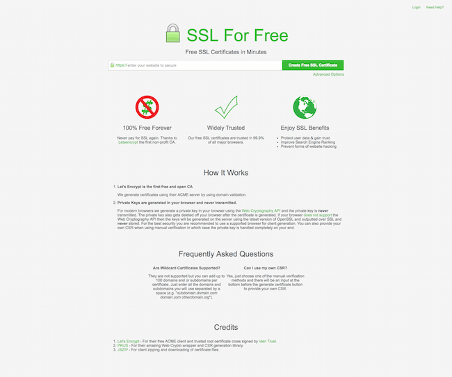 ssl certificate for free