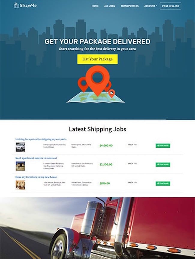 demo page for the wordpress marketplace theme shipme