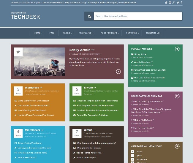 Colorful Knowledge Base site created with the Techdesk theme for WordPress
