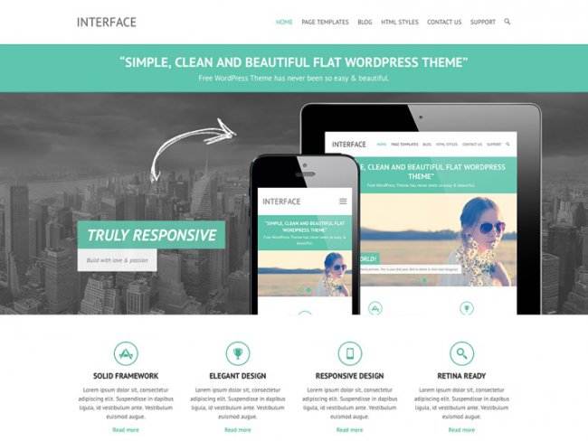interface free responsive WordPress theme shows mobile version of the theme 