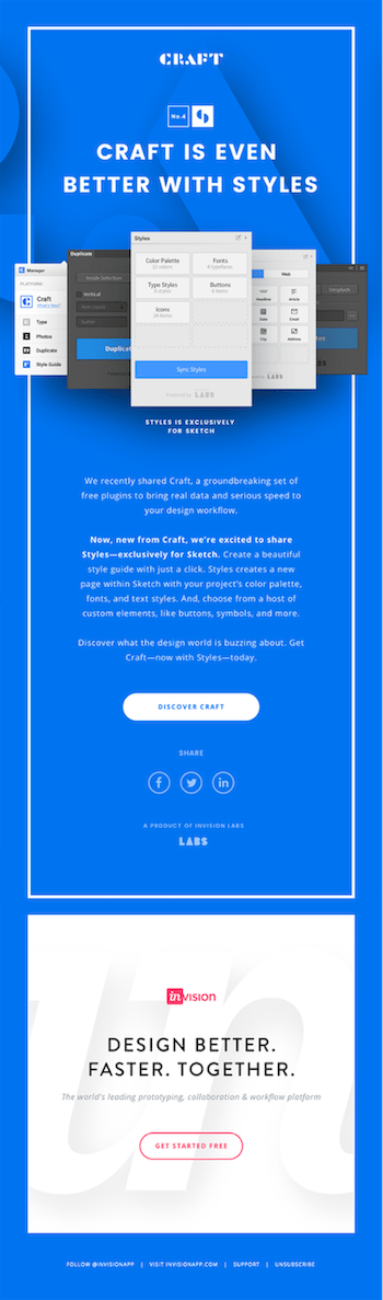 Html email inspiration; InVision Labs email newsletter