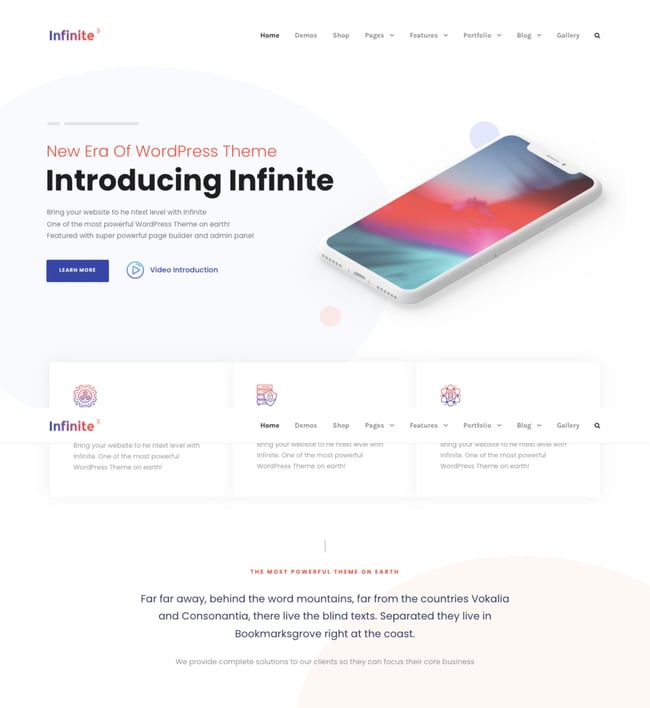 best wordpress theme for it services: Infinite demo showcasing app