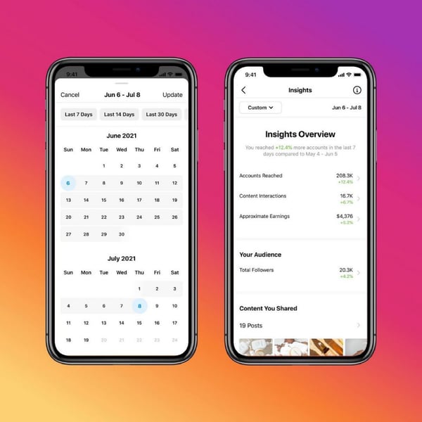 Screenshot of Instagram's calendar tool