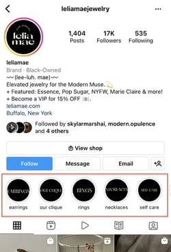 instagram highlights brand example