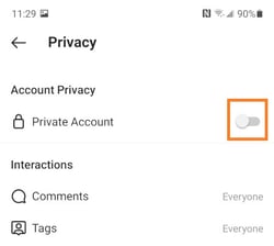 Convert Instagram to Business Profile: Instagram Private Account Toggle