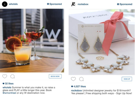 Examples of Instagram ads. 