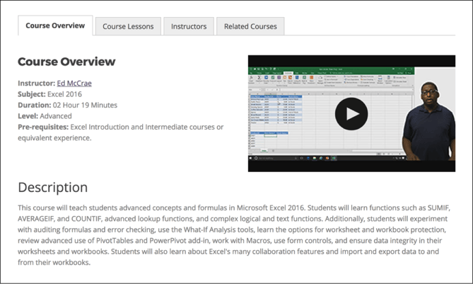 Excel course overview by Intellezy