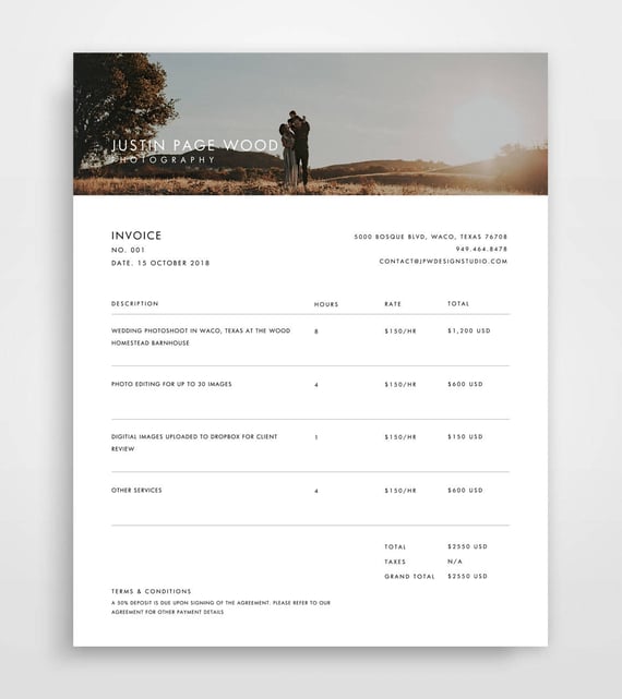 Photography Invoice Sample