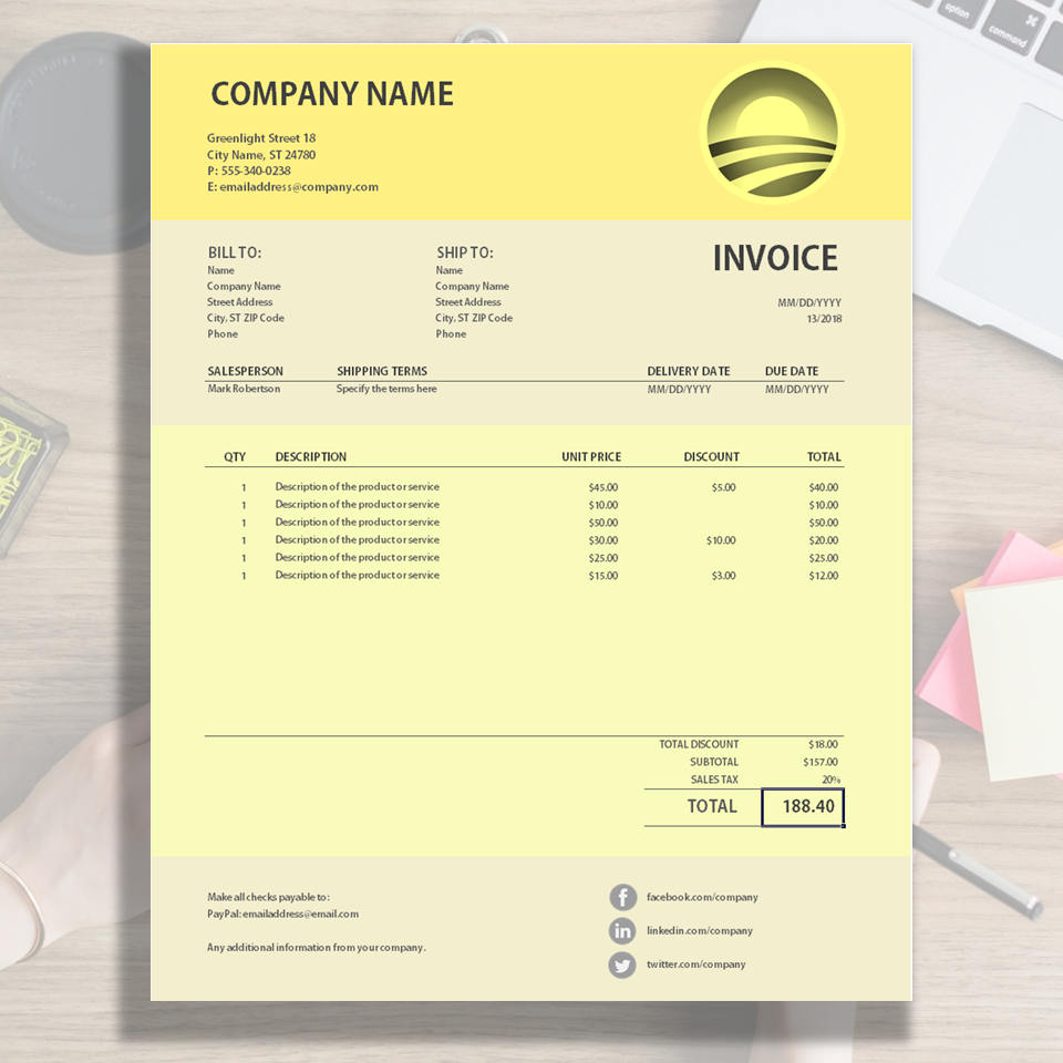 standard professional invoice template
