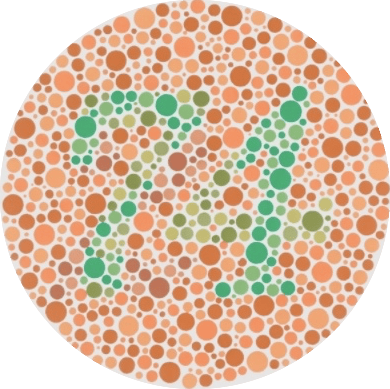 Ishihara red-green color blindness test showing the number 