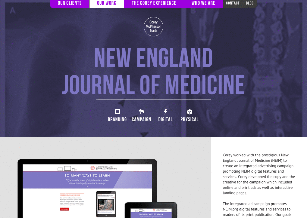 Case study example on New England Journal of Medicine, by Corey McPherson Nash