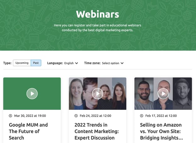 content formats for the awareness stage: webinar