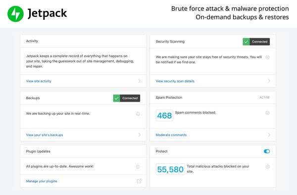 You can view the total number of attacks on your site from your Jetpack dashboard