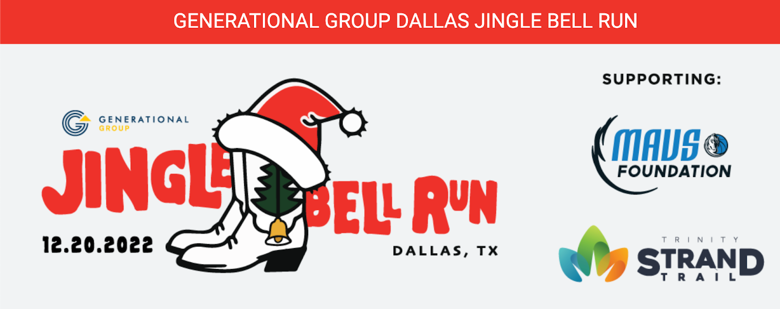 holiday fundraising ideas, the Jingle Bell run is an example of a fun run fundraiser that supports local organizations like the Mavs foundation and the Trinity Strand Trail 