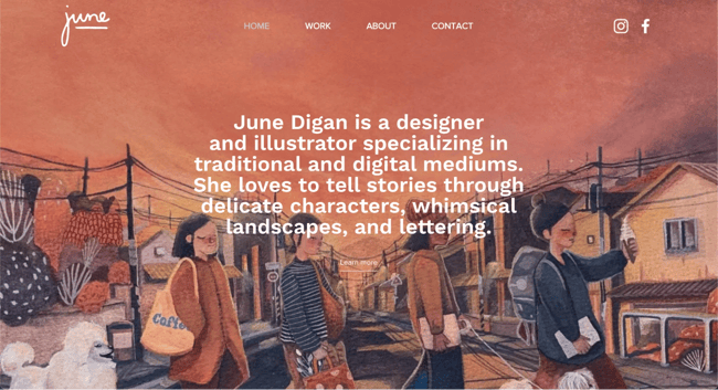 artist website example, June Digan