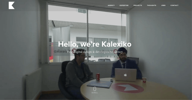 Kalexiko uses subheading to note that they are a digital design and development agency