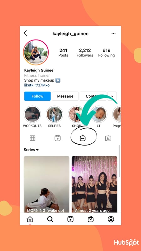Kayleigh Guinees IGTV section, where her Instagram Live videos are housed after filming