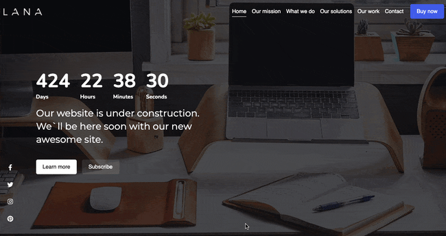 LANA theme demo for coming soon website on WordPress-min