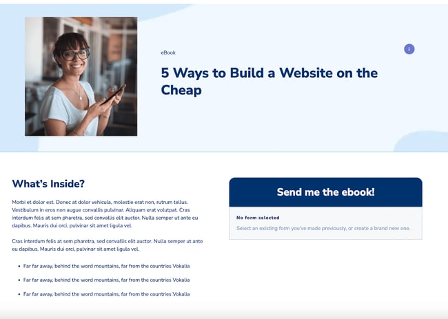 Landing Form Landing Page Template from Hubspot