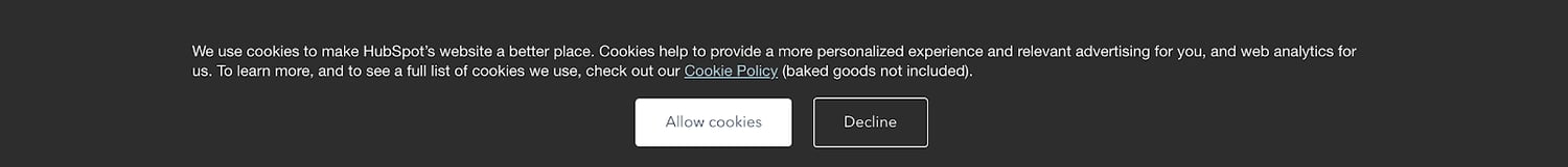 hubspot website cookie banner gdpr