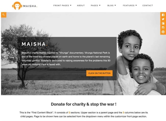 NGO WordPress theme Maisha