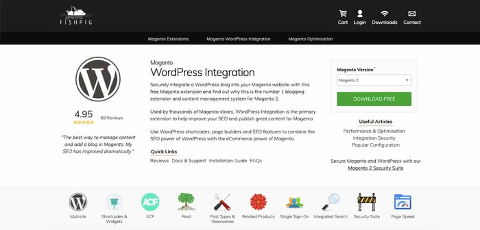 Magento WordPress Integration by Fishpig product page