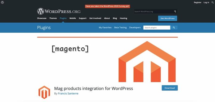 Magento WordPress plugin by Francis Santerre