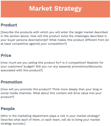 marketing plan market strategy template