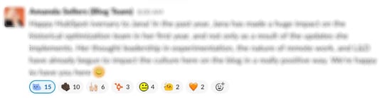 Emoji reactions to a Slack message