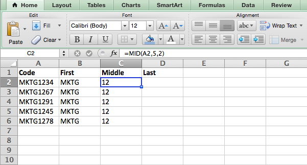 Mid Formula In Excel