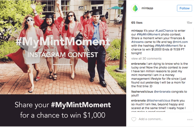 mint moments instagram hashtag png - 8 tips for hosting a successful instagram giveaway or contest
