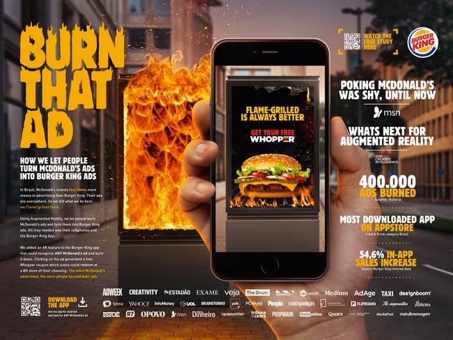 mobile marketing campaign examples, Burger King’s burn that ad campaign